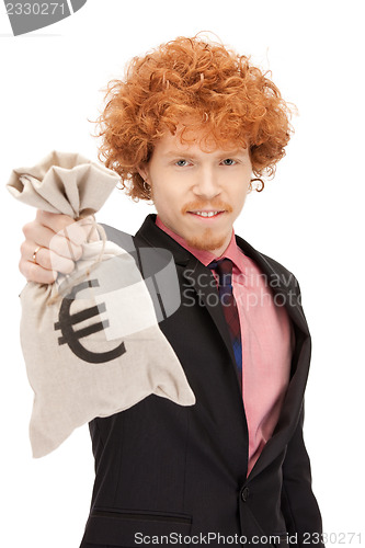 Image of man with euro signed bag