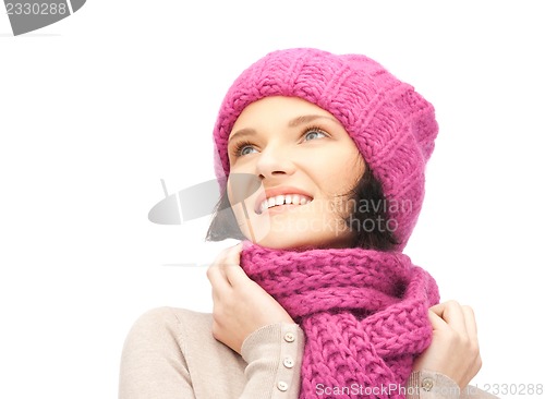 Image of beautiful woman in winter hat