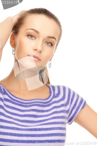 Image of lovely woman in striped sweater