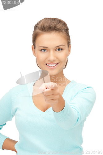 Image of businesswoman pointing her finger