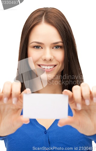 Image of woman with business card