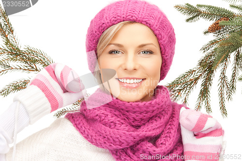 Image of beautiful woman in winter hat