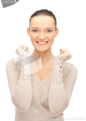 Image of woman with expression of tryumph
