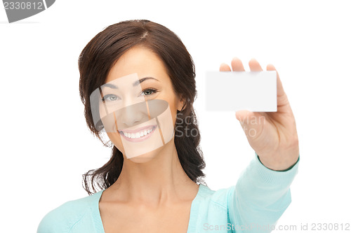 Image of woman with business card