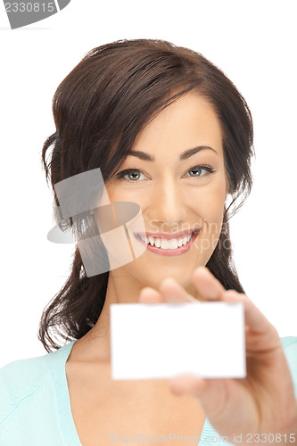 Image of woman with business card