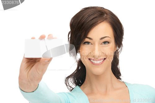 Image of woman with business card