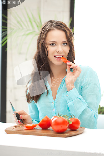 Image of beautiful woman in the kitchen