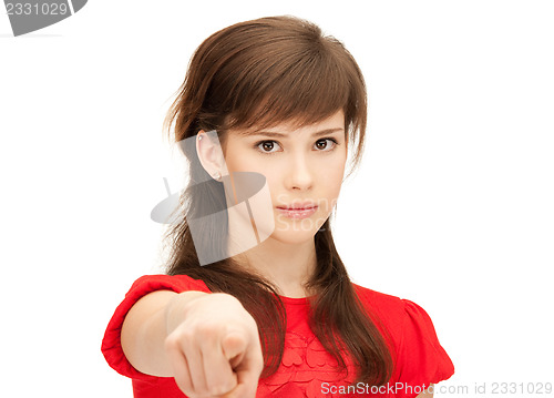 Image of teenage girl pointing her finger