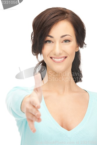 Image of woman with an open hand ready for handshake