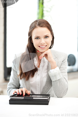 Image of happy woman with tablet pc computer