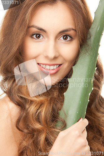 Image of lovely woman with aloe vera