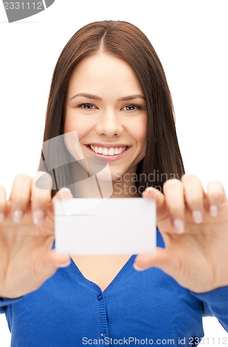 Image of woman with business card