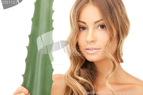 Image of lovely woman with aloe vera