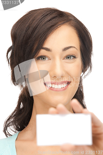 Image of woman with business card