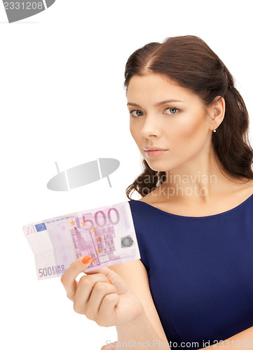Image of lovely woman with euro cash money