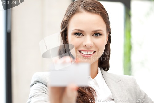 Image of woman with business card