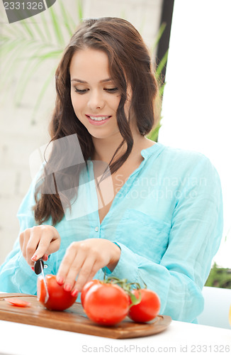 Image of beautiful woman in the kitchen