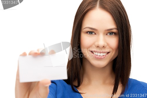 Image of woman with business card