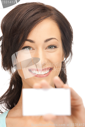 Image of woman with business card