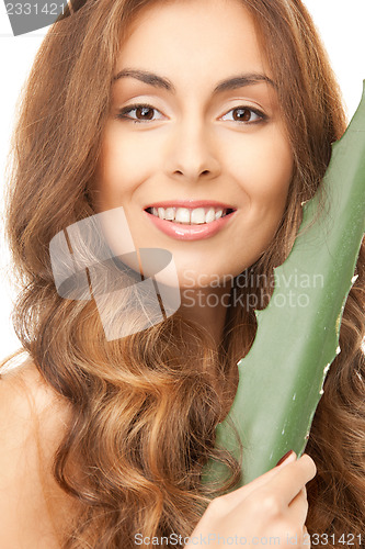 Image of lovely woman with aloe vera