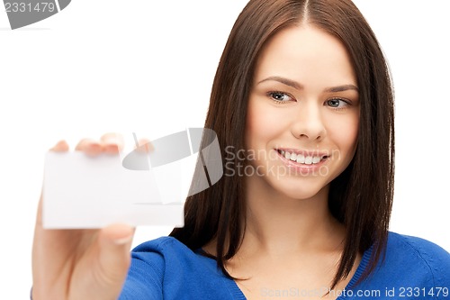 Image of woman with business card