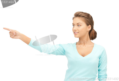 Image of businesswoman pointing her finger