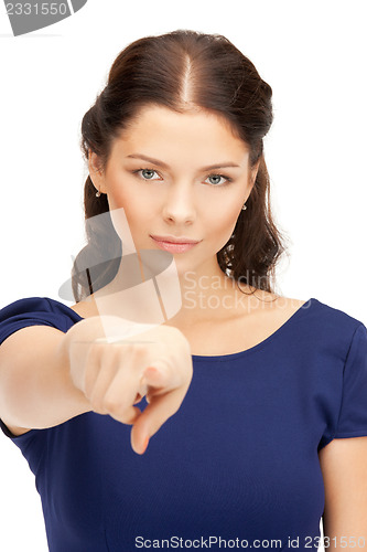 Image of businesswoman pointing her finger