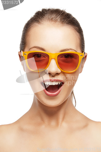 Image of happy screaming teenage girl in shades