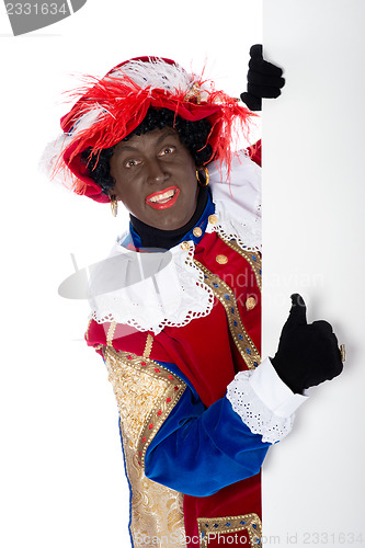 Image of Zwarte Piet with whiteboard