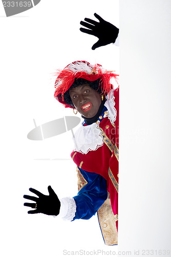 Image of Zwarte Piet with whiteboard