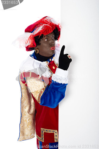 Image of Zwarte Piet with whiteboard