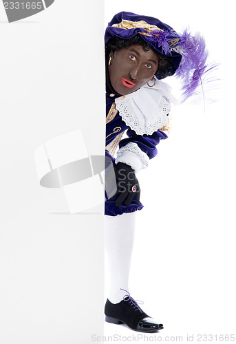 Image of Zwarte Piet with whiteboard