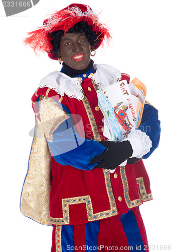 Image of Zwarte Piet with drawings of the children