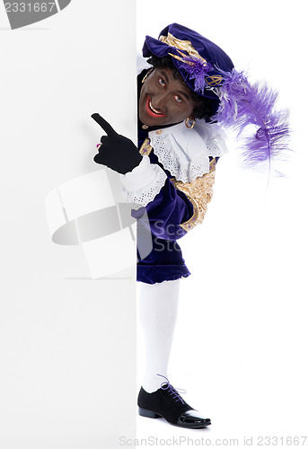 Image of Zwarte Piet with whiteboard