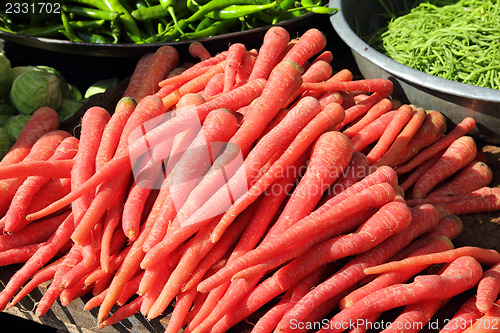 Image of red carrot on market in india