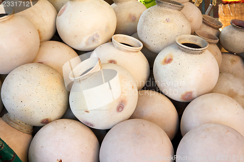 Image of many clay pots in india