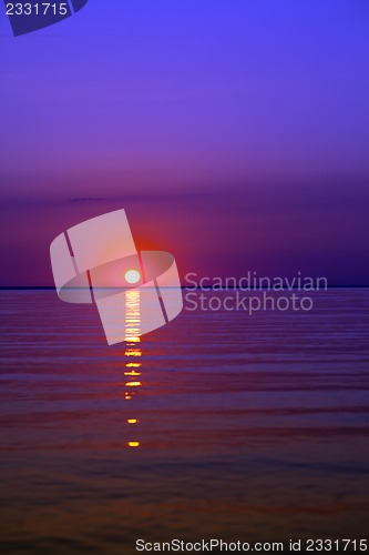 Image of Beautiful sunset on the lake