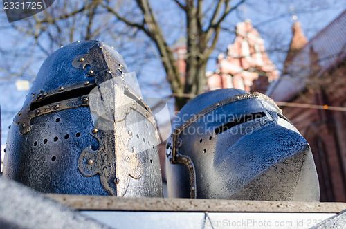 Image of iron medieval warrior helmet imitation market fair 