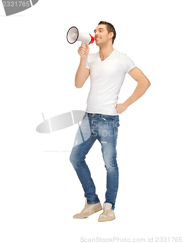 Image of handsome man with megaphone