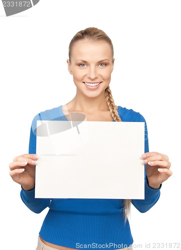 Image of woman with blank board