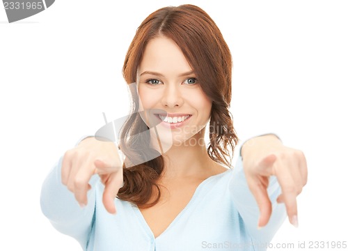 Image of businesswoman pointing her finger