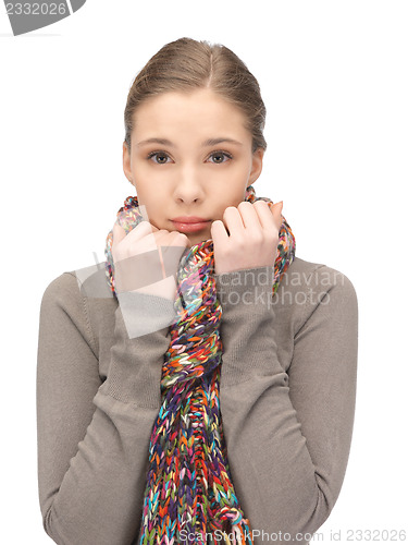 Image of sad woman in muffler