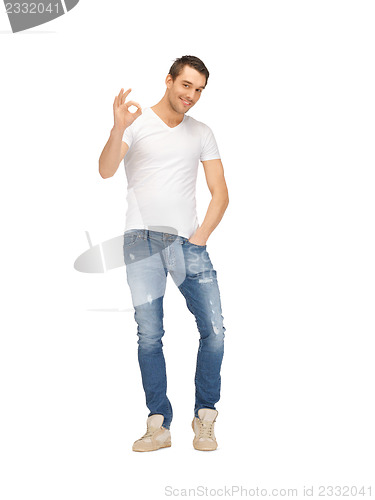 Image of handsome man showing ok sign
