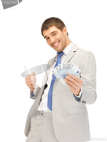 Image of handsome man with euro cash money