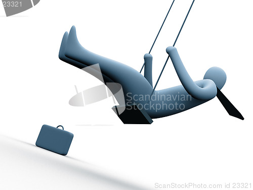 Image of 3d businessman on a swing.