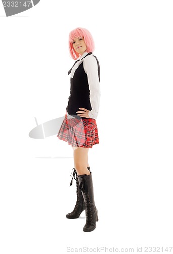 Image of lovely schoolgirl with pink hair