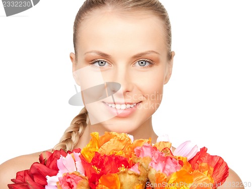Image of lovely woman with red flowers