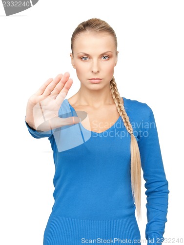 Image of woman making stop gesture