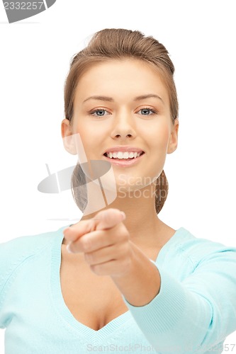 Image of businesswoman pointing her finger