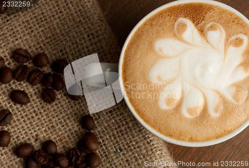 Image of cup of coffee and beans